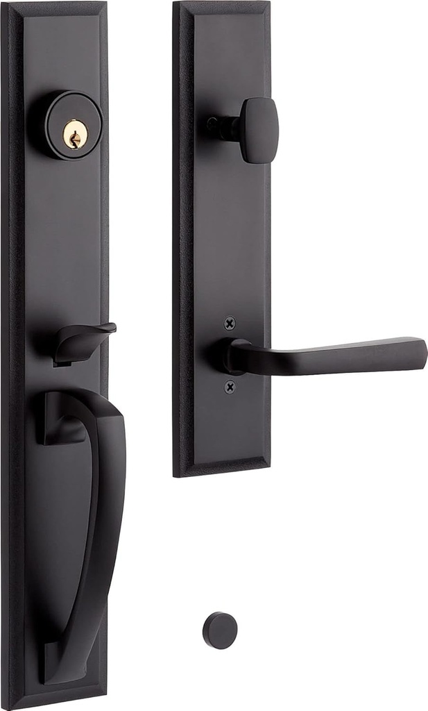 479113 Aurick Right Handed Solid Brass Keyed Entry Door Lever Set with 2-3/8" Backset