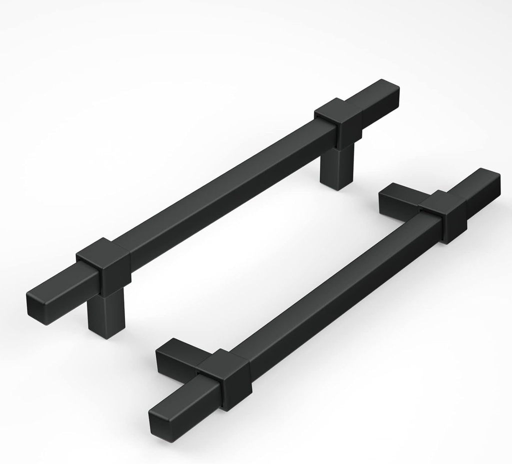 Goldenwarm 18 Pack 5 Inch Black Cabinet Handles Matte Black Drawer Pulls Black Cabinet Pulls Black Kitchen Cabinet Hardware, Zinc Alloy, 128Mm Hole Centers