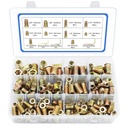170 PCS Threaded Inserts Nuts, 10 Sizes-1/4"-20, 5/16"-18, 3/8"-16 Wood Inserts Assortment Kit, Steel Threaded Inserts for Wood Furniture Screw Threaded Inserts Kit with 3 PCS Hex Wrench