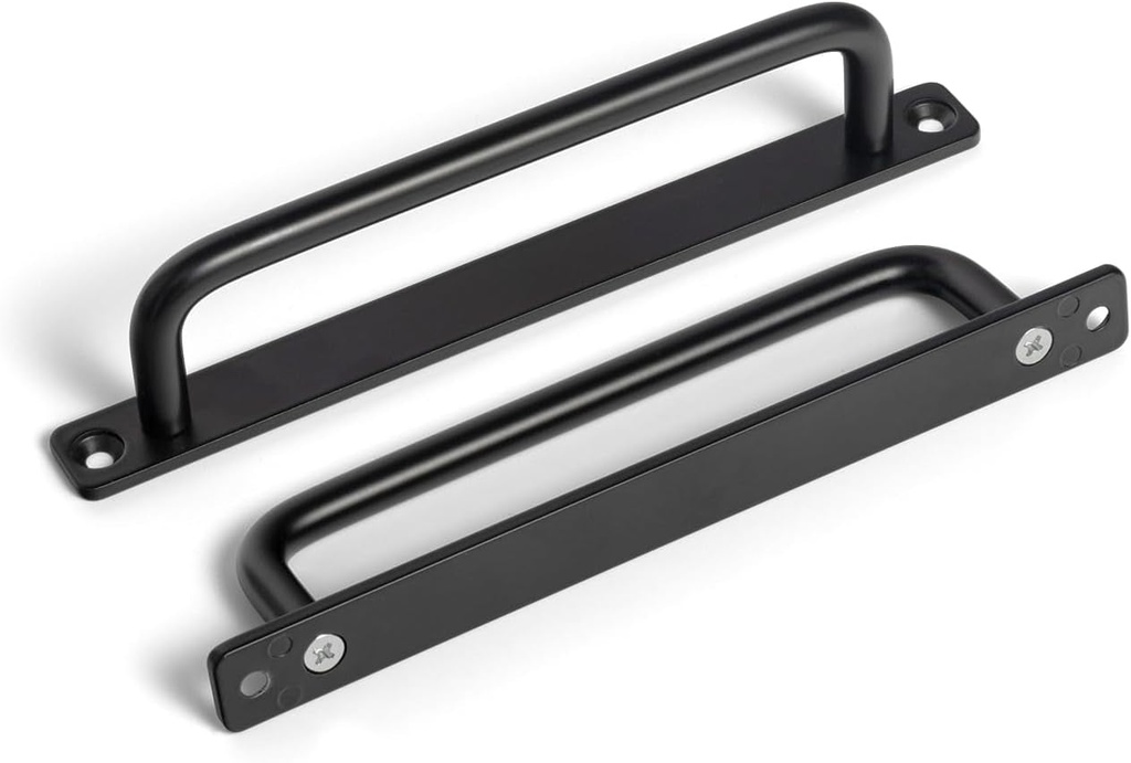 Set of 12, 5" Ceter to Center Sleek Matte Black Cabinet Pulls - Modern Minimalist Handles - Kitchen Pulls for Drawers - 5/16 Inches Diameter Back Plate