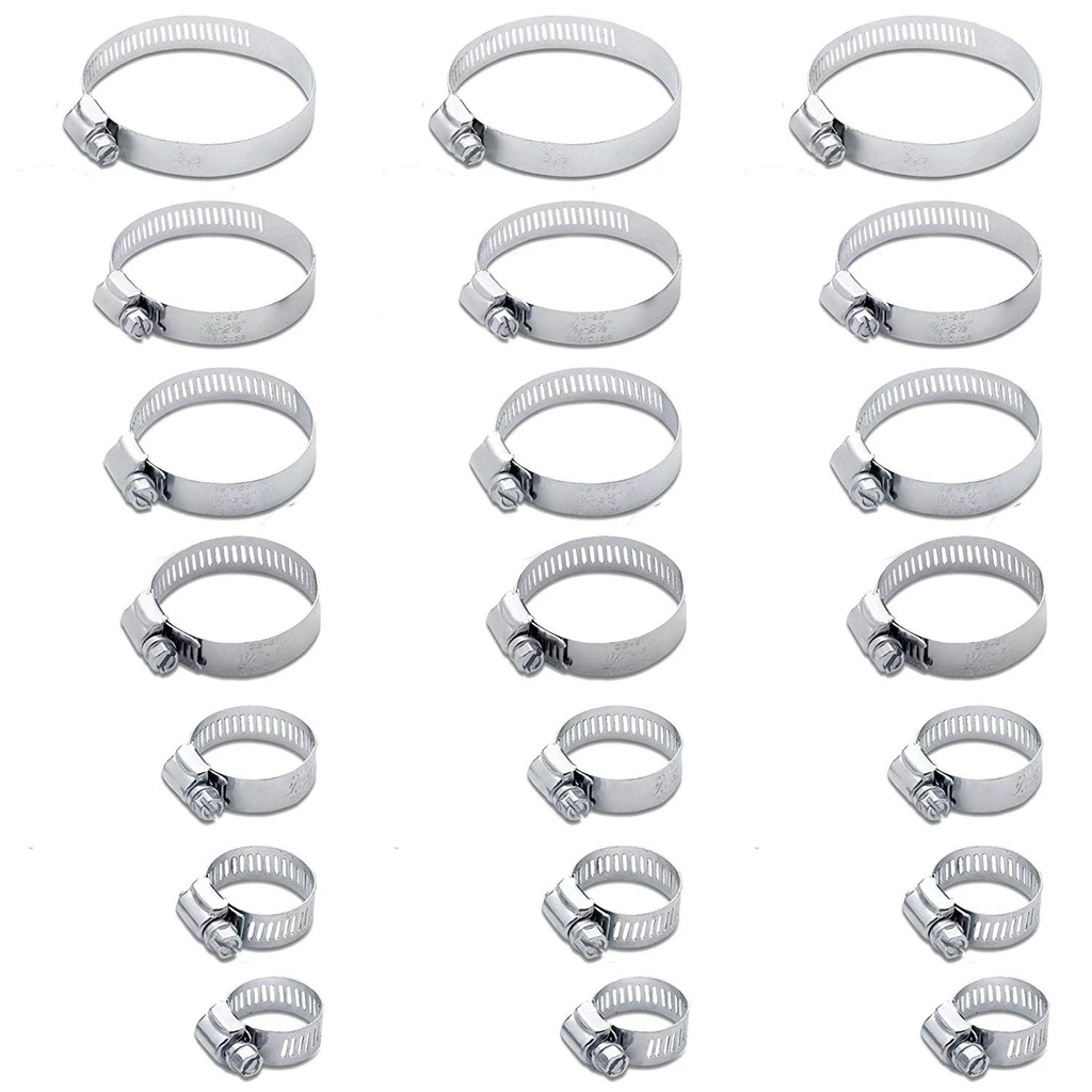 Wideskall 21 Pieces Worm Gear Hose Clamp Assortment Set Size 4.5" 3.5" 2.75" 2" 1" 0.78" 0.62"