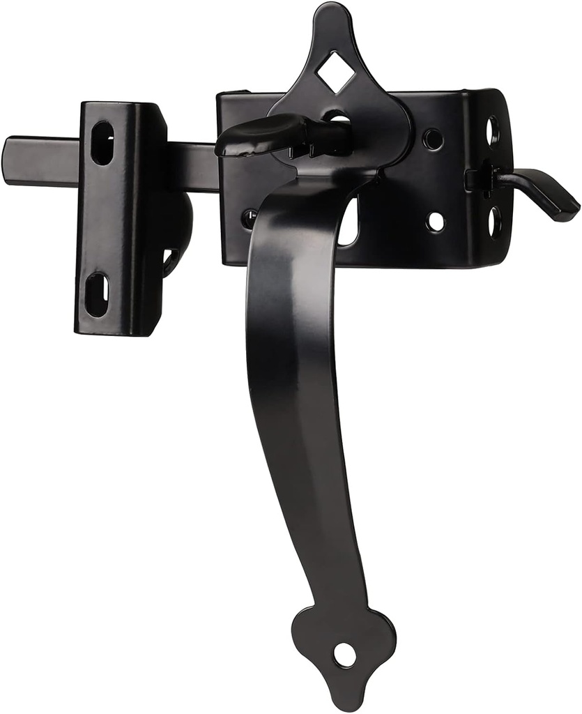 Gate Latch, Thumb Latch Hardware, Gate Latch for Wooden Fence Heavy Duty, Self Locking Latches with 8 Inch Handle, Gate Kit for Wooden Fence & Swing Outdoor Gate – Steel, Black Finish