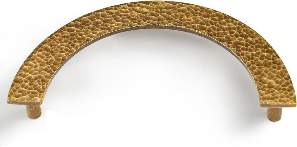2 Pack 5-4/5 Inch Half Moon Gold Pull Finger Edge Pulls Cabinet Kitchen Dresser Pulls Half round Hammered Brass Drawer Pulls Vintage Hardware, L