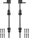 18 Inch Cane Bolt Gate Drop Rod Heavy Duty Gate Hardware, Gate Ground Latch for Wooden Fences, Metal Gates Doors Stopper for Gate Ground, Wrought Iron Gate Latches, Black Finish(2 Pack)