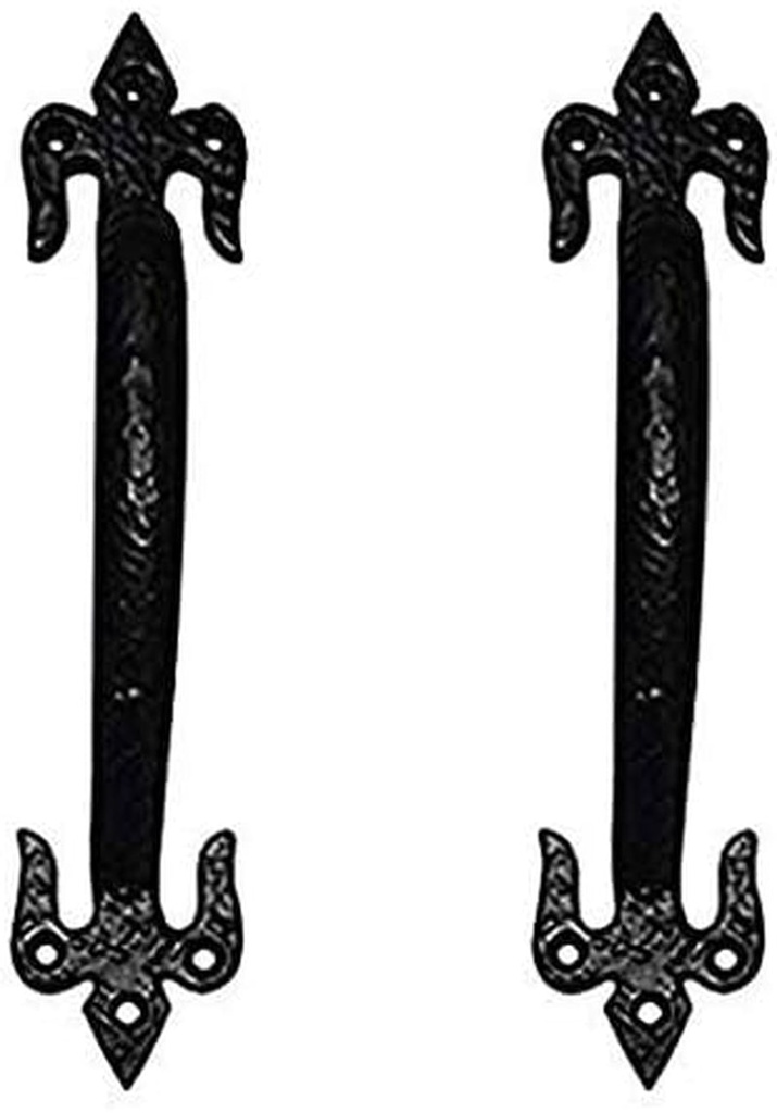 Adonai Hardware Antique Iron Door and Cabinet Pull (8.9 Inch X 2 Pack, Abda, Black Powder Coated)