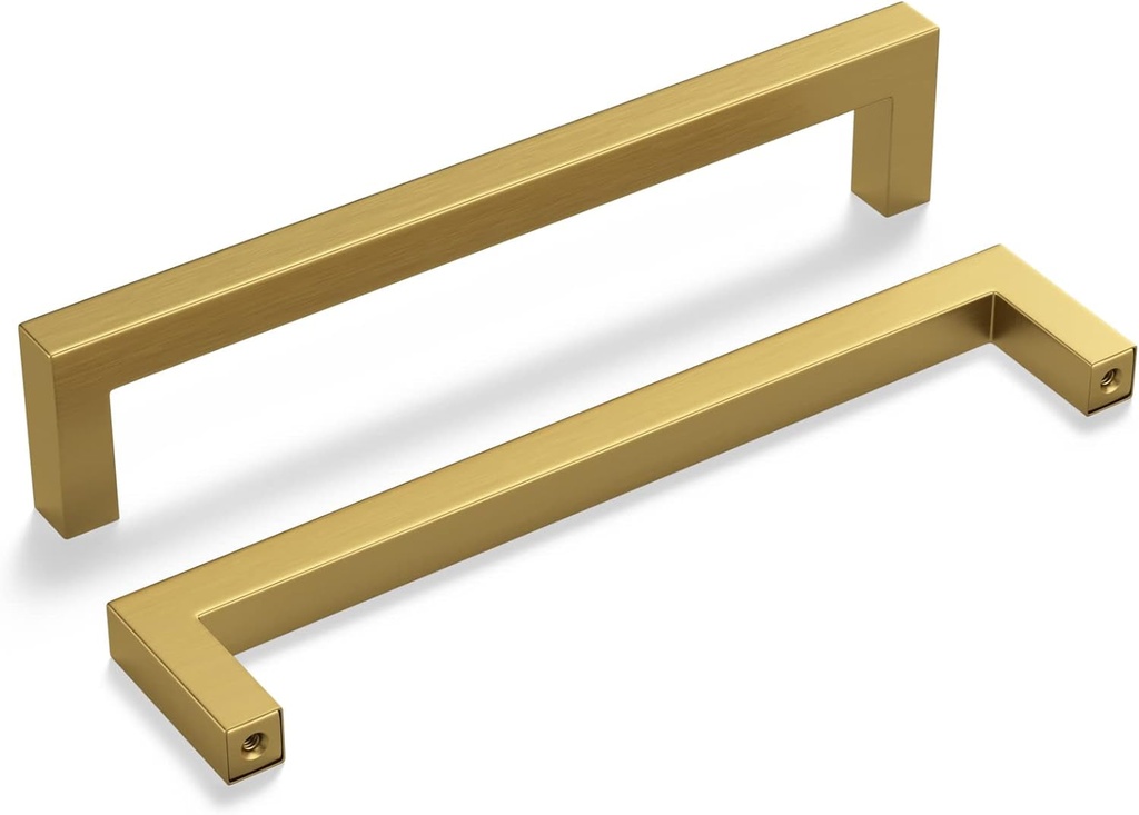 Haliwu 15 Pack/Cabinet Pulls, Brushed Brass Cabinet Pulls 6-1/4 Inch Gold Cabinet Handles Brass Drawer Pulls Square Kitchen Hardware Handle