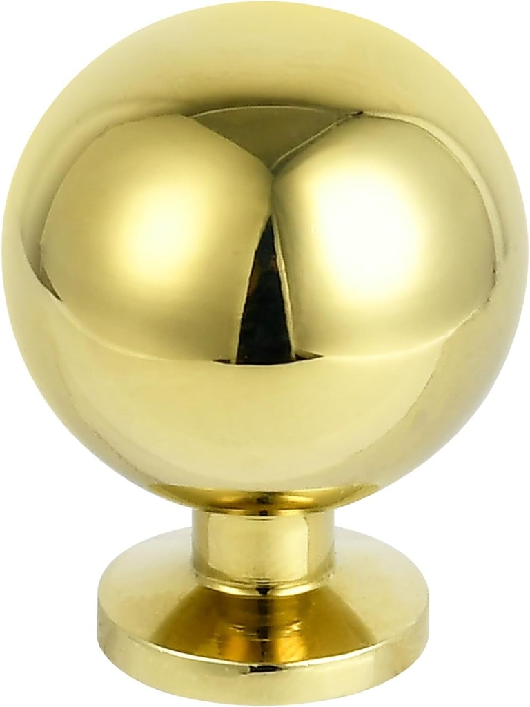 Polished-Brass Drawer Cabinet Knobs - Solid Brass Handles Hardware for Dresser Kitchen Bedroom Bathroom (5 Pack)