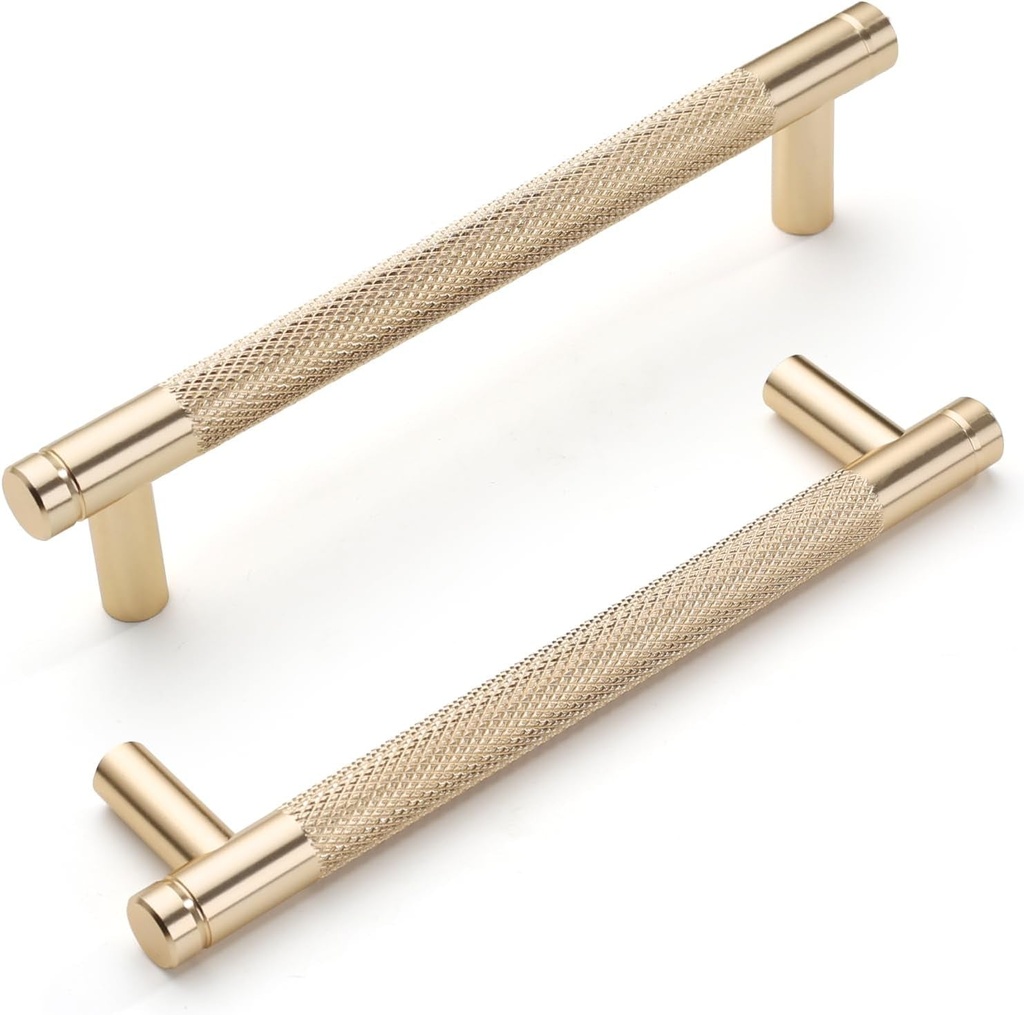 10 Pack 5 Inch(128Mm) Kitchen Cabinet Handles Gold Knurled Cabinet Pulls Kitchen Cabinet Hardware Drawer Pulls for Dresser Cupboard Wardrobe