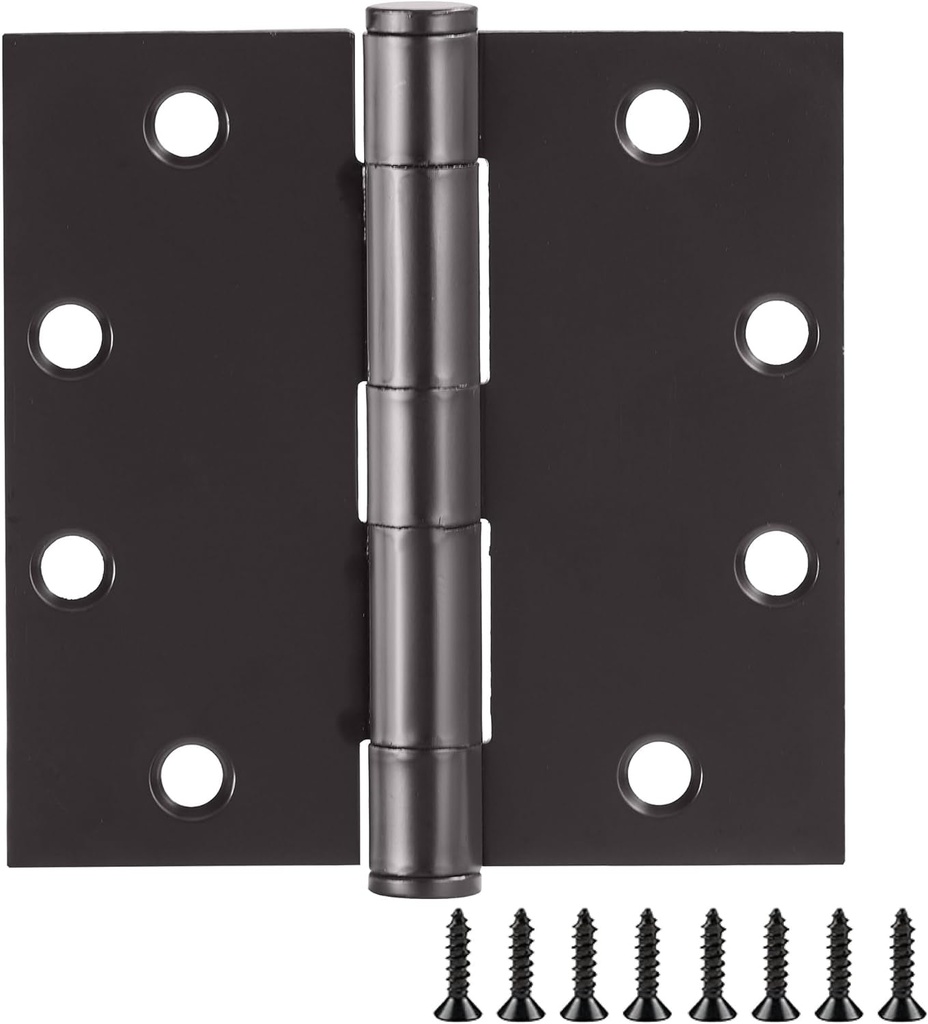 Door Hinges for Interior Doors 6-Pack 4.5-Inch X 4.5-Inch – Square Steel Door Hinge – Matte Black – Fits Standard Doors – Design House 189563