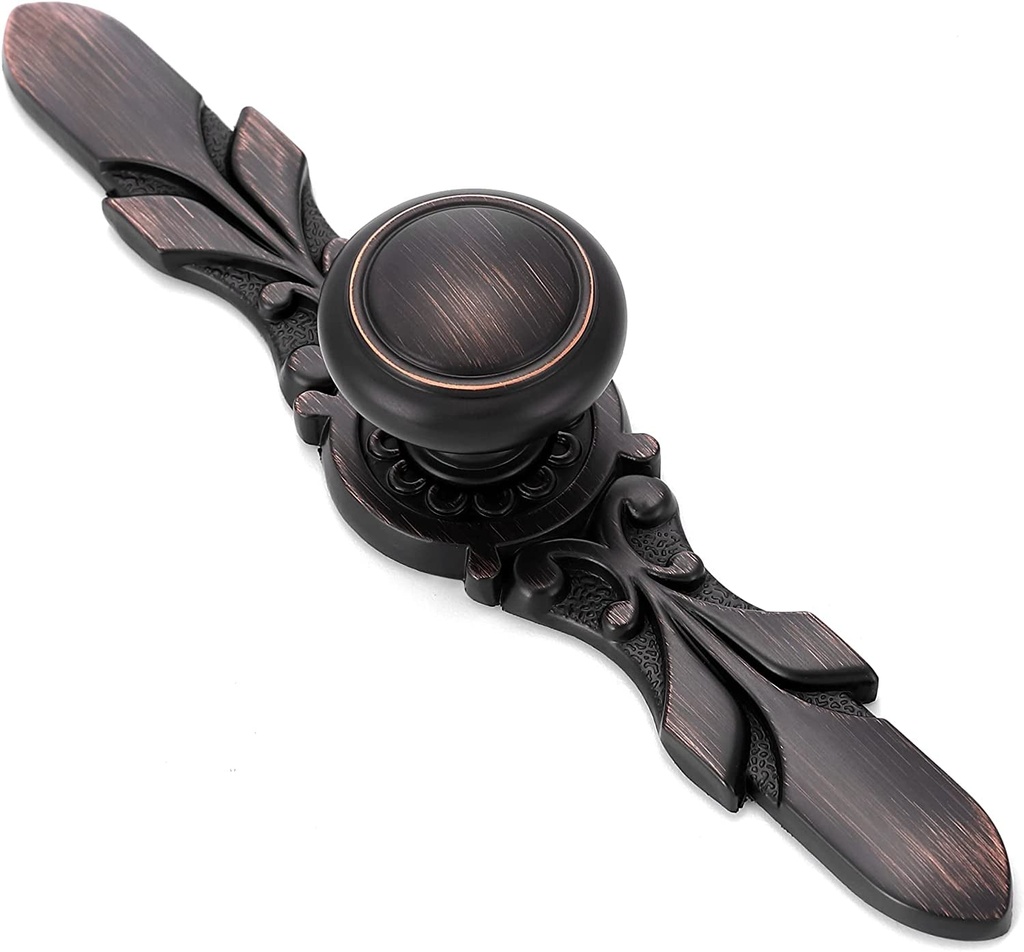 Round Cabinet Knob with Plate - 10 Pack (1-1/5” Knob and 5-4/5” Plate), Cabinet Knobs Oil Rubbed Bronze, Rustic Hardwares for Farmhouse Kitchen Cabinet Knobs, Decorative Drawer Knobs
