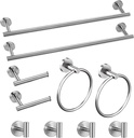 Cilee 10 Piece Brushed Nickel Bathroom Accessories Set, 16 Inch Brushed Nickel Bathroon Hardware Set Towel Bar Ring Toilet Paper Holder Robe Towel Hook SUS304 Stainless Steel