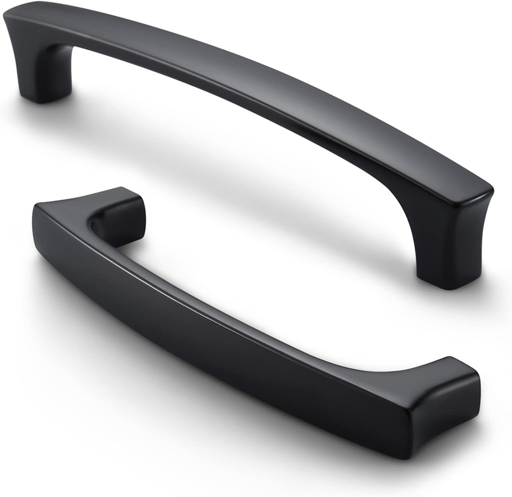 6 Pack Matte Black Cabinet Pulls Solid Kitchen Cabinet Handles 3-3/4 Inch Drawer Pulls for Cabinet Door Pulls High-End Cabinet Hardware Wardrobes Cupboard Handles and Bathroom