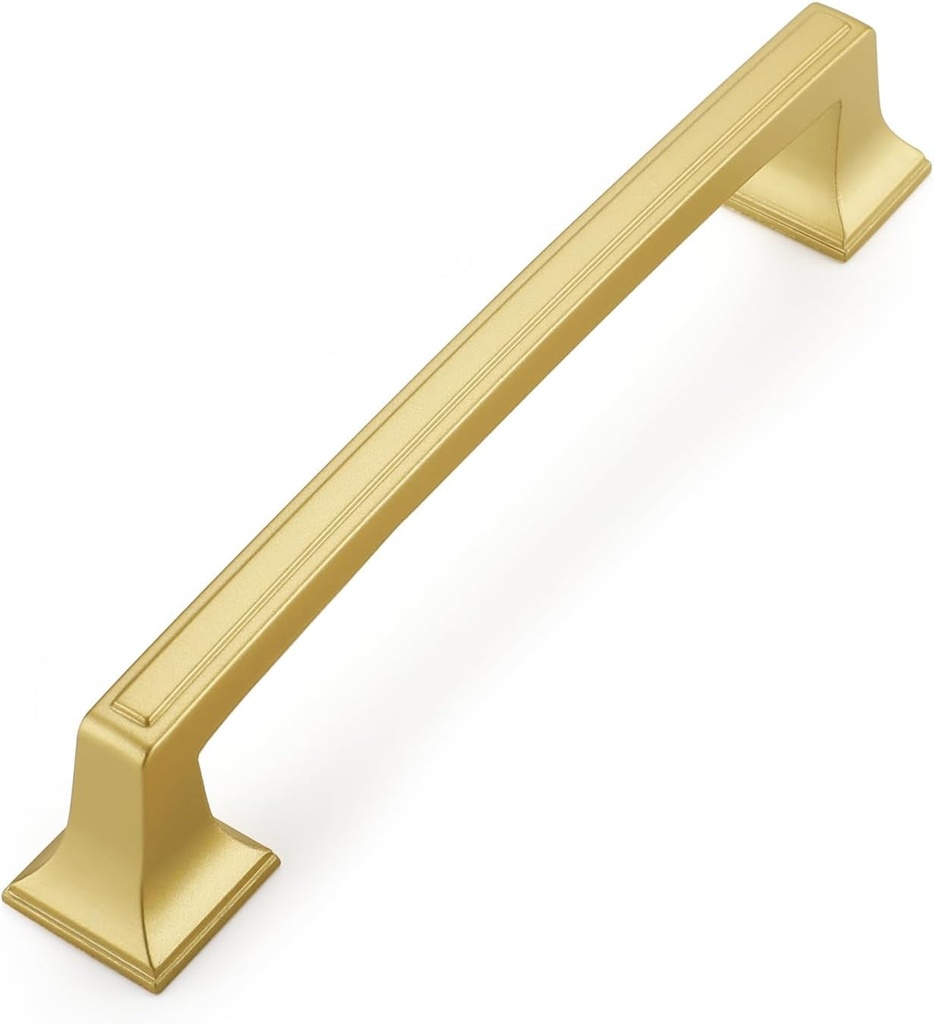 Haidms 10 Pack Gold Cabinet Handles 5 Inch Hole Centers Gold Cabinet Pulls Gold Drawer Pulls for Kitchen, Square Dresser Handles Solid Drawer Handles Vintage