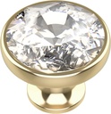 Alzassbg 6 Pack Clear Crystal with Gold Base Cabinet Knobs, 1-3/8 Inch (35Mm) Diameter Cabinet Hardware round Crystal Knobs for Drawers AL1011BG