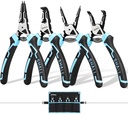 SHALL Snap Ring Pliers Set, 4PCS Heavy Duty 7-Inch Internal External Circlip Pliers, Straight Bent C-Clip Pliers Lock Ring Pliers 5/64" Tip, Reverse Pliers for Ring Remover Retaining W/Portable Pouch