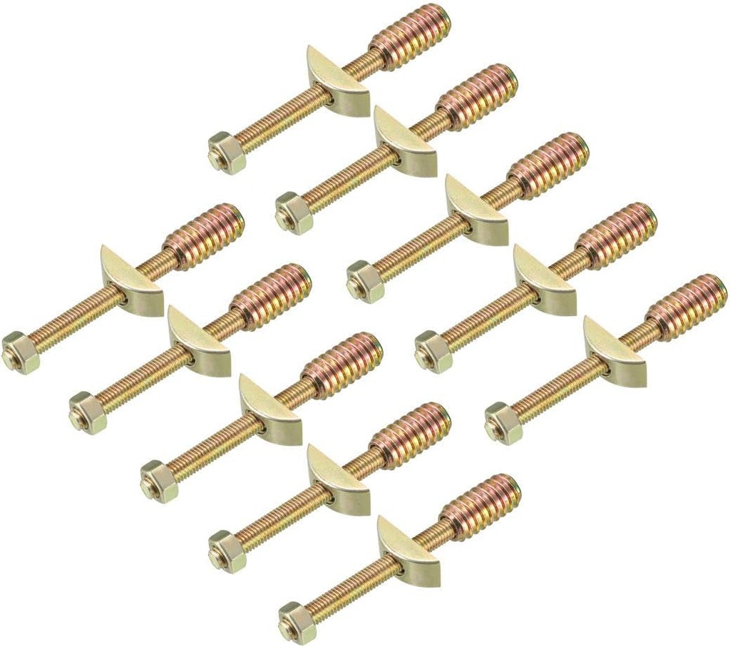Uxcell 10 Sets Furniture Hardware Zinc Plated Half-Moon Nut Connecting Fitting Bronze Tone
