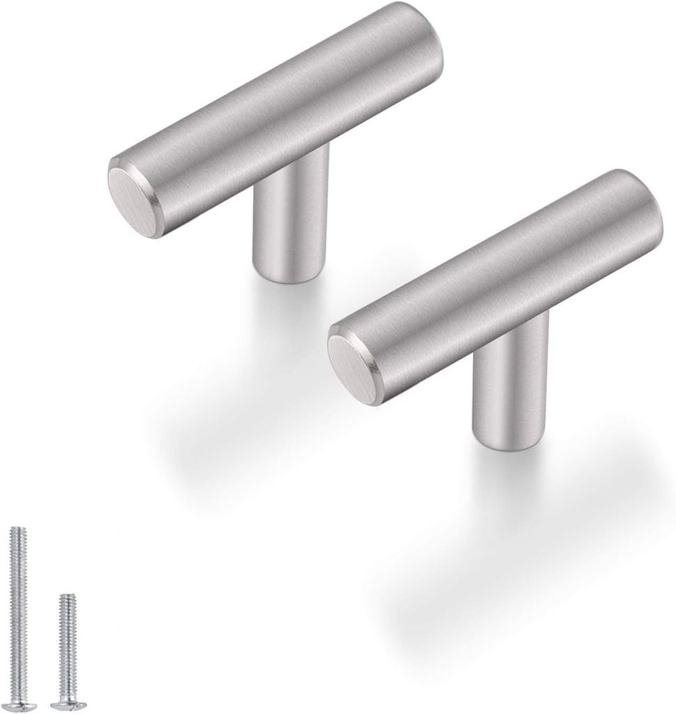 Probrico (30 Pack Cabinet Knobs 2" Overall Length Solid Stainless Steel Brushed Nickel Kitchen Cabinet Pulls Hardware Bedroom Drawer Dresser Handles Cupboard Pulls