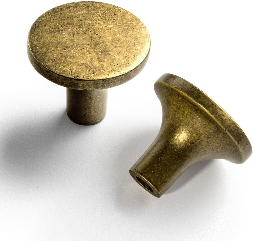 Goo-Ki Antique Brass Cabinet Knobs,1.3 Inch(32Mm) Retro Brass Knobs for Dresser,Wardrobe,Cupboard,Vintage Zinc Alloy Kitchen Hardware,6 Pack