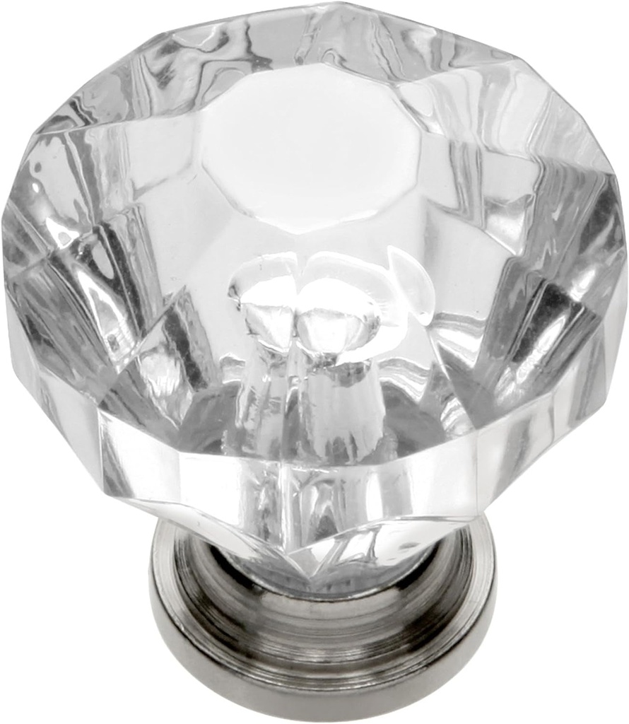 Hickory Hardware Crystal Palace Collection Cabinet Knobs, Kitchen Handles for Cabinets and Drawers and Bathroom Hardware, 1-1/4 Inch Diameter, Crysacrylic with Polished Nickel Finish, 10 Pack