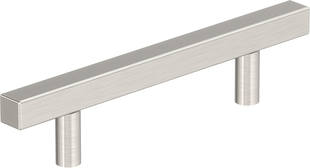 Amerock 10BX37176G10 | Satin Nickel Cabinet Pull | 3-3/4 Inch (96Mm) Center-To-Center | 10 Pack | Bar Pulls Square | Furniture Hardware