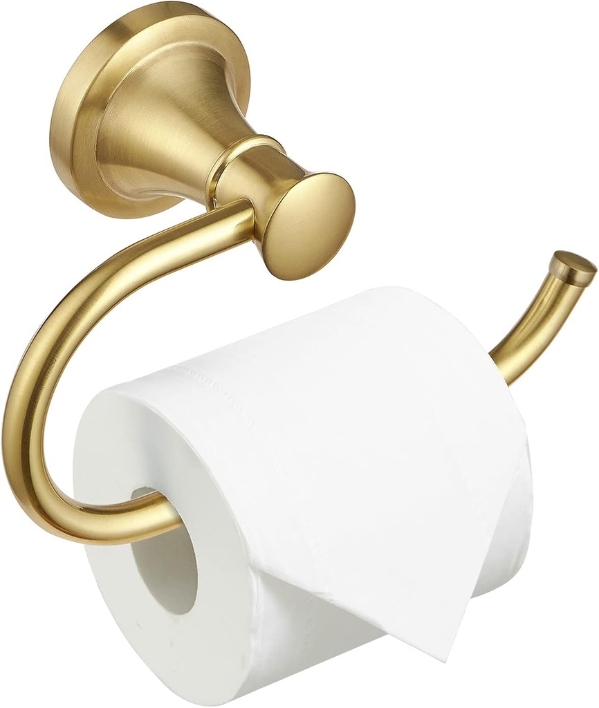 Besy Brushed Gold Toilet Tissue Paper Holder Brushed Gold Bathroom Accessories Toilet Roll Paper Hanger, Wall Mounted, Rustproof
