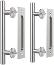WINSOON 2PCS 12" Sliding Barn Door Handles Brushed Nickel with Flush Finger Pull Hardware Solid Stainless Steel Double-Sided Design Suitable for Modern Barn Door/Gate/Garages/Cabinet