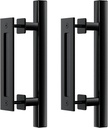2 Pack 12" Barn Door Handles,Barn Door Handles Black,Sliding Barn Door Pull Handle,Matte Black Powder Coated,Double Sided Hardware Set-Heavy Duty-Square-Easy to Install (Square, 2Pack)