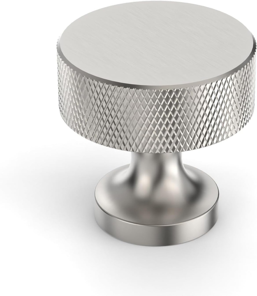 Alzassbg 10 Pack Brushed Satin Nickel Cabinet Knobs, 1-1/4 Inch(30Mm) Diameter Cabinet Hardware Knurled round Knobs for Cupboard and Drawers AL6066SN