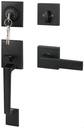 Goldenwarm Front Door Handle and Deadbolt Set, Black Front Door Lock Set with Reversible Handle Lever, Modern Front Door Hardware, Single Cylinder Front Door Entry Lock, Front Door Handles and Locks