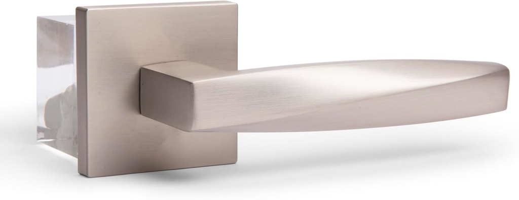 Convex Interior Door Lever, Heavy Duty Door Handle, Modern Locks, Dummy Handle for Double Door Closets & Decorative Interior Doors, Satin Nickel (Dummy - 2 Pack)