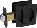Delaney Hardware 370104 Black Contemporary Privacy Square Pocket Door Lock with Edge Pulls and Color Coded Indicators, Black Pocket Door Hardware, Pocket Door Lock, Sliding Door Lock