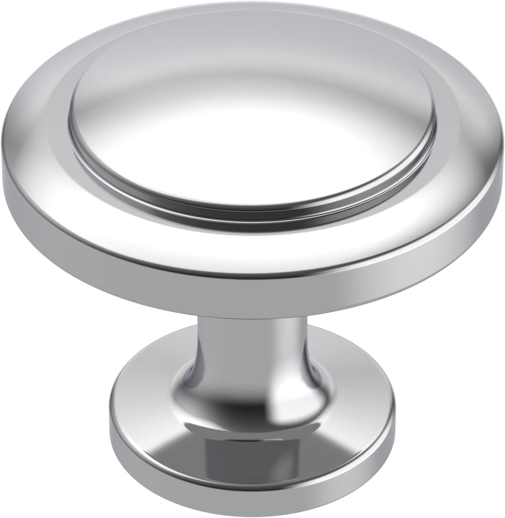 Alzassbg 10 Pack Polished Chrome Cabinet Knobs, 1-1/4 Inch Diameter Kitchen Cabinet Hardware round Knobs for Cabinets and Drawers AL6012CP
