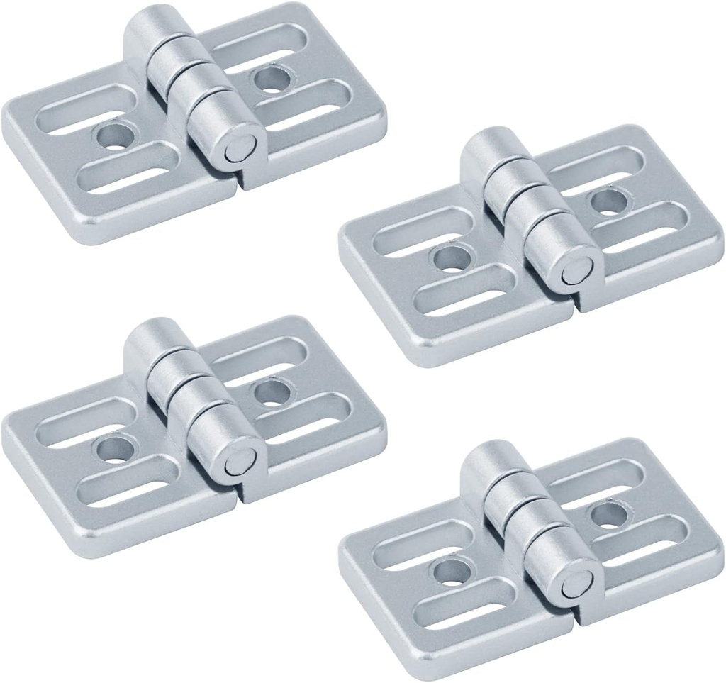 4 Pack 4 Slotted Hole Zinc Alloy Hinges for 1515/4040 / 4545 Standard T Slot Aluminum Extrusion Profile Frame, 3 X 1-3/4 Inch Door Butt Hinges