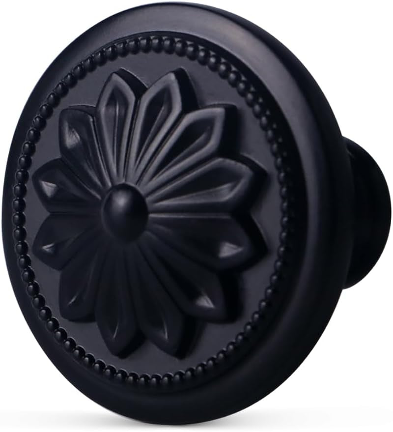 16 Pack Matte Black Kitchen Cabinet Hardware Knobs, 1-2/5" round Black Cabinet Knobs for Cabinets Black Matte Drawer Knobs Handles for Dresser Drawers