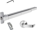 Dynasty Hardware Push Bar Panic Exit Device for Emergency Exit Doors Painted Aluminum, with Exterior Lever Handle