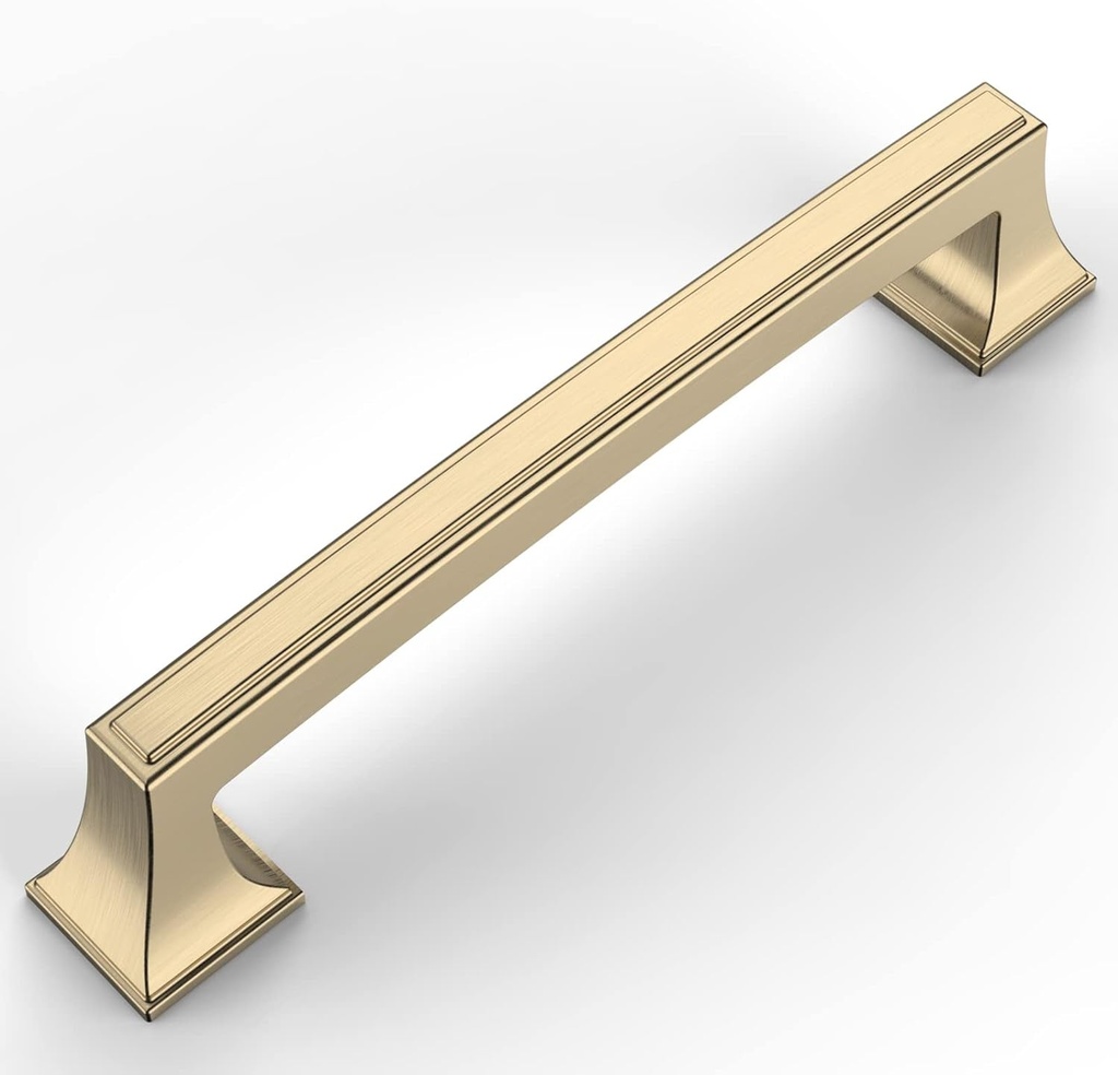 Amerdeco 10 Pack Brushed Brass Cabinet Pulls 5 Inch(128Mm) Hole Center Cabinet Hardware Kitchen Cabinet Handles for Bathroom Brass Drawer Pulls Dresser Pulls ZH0010