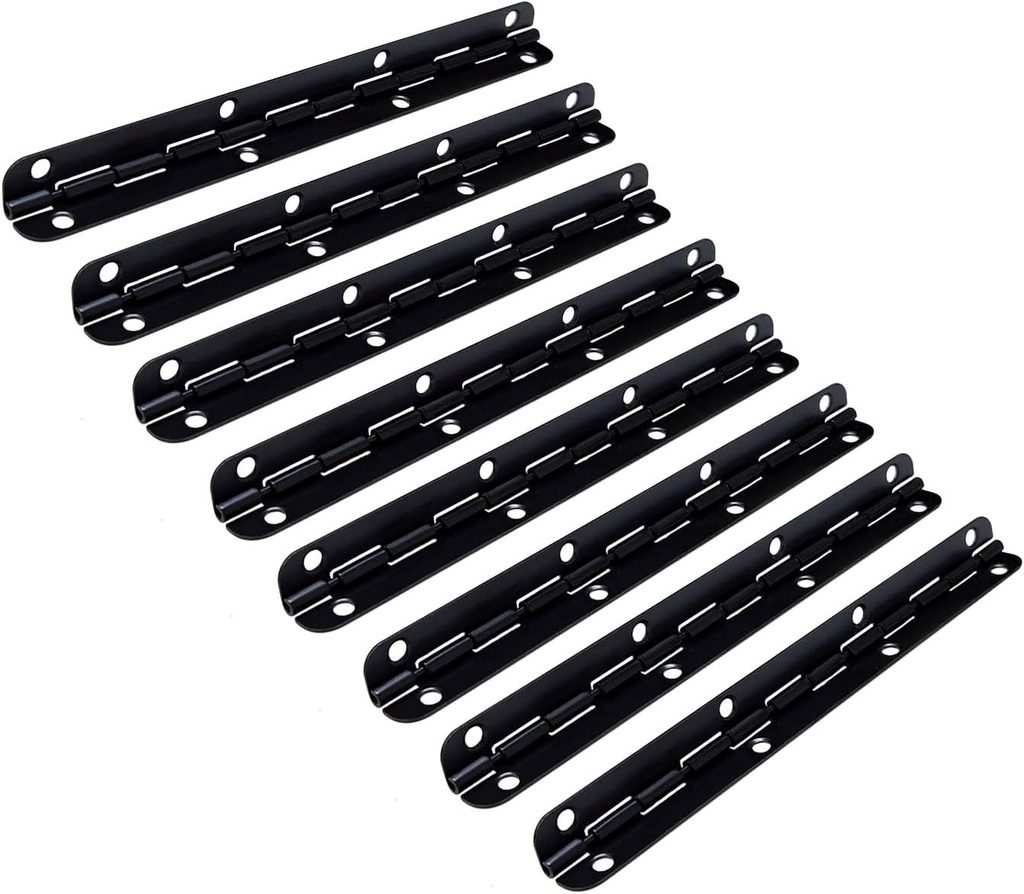 QCAA Solid Brass 90 Degree Small Piano Hinge Wooden Jewery Box, Cabinet Closet, 125Mm X 7Mm, Matte Black, Made in Taiwan, 8 Pack