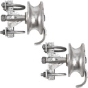 Chain Link Rolling Gate Track Sliding Gate Rollers Galvanized Steel Rolling Gate Hardware for 2" (1-7/8") Gate Frame & 1-5/8" Track Pipe, Double U Bolt, 2 Pack