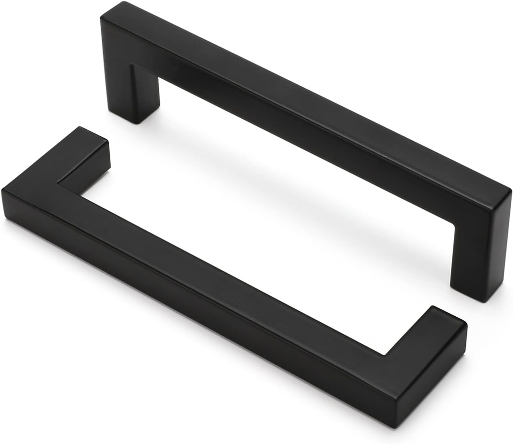Matte Black Kitchen Pulls Bathroom Cabinet Drawer Closet Flat Square Bar Pulls, LSJ12BK128,5 Inch Black Pulls 45 Pack, Modern Goldenwarm Cabinet Drawer Pulls Hardware