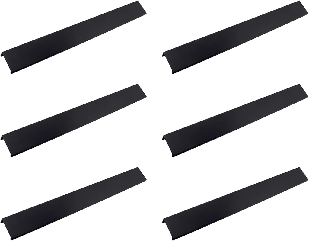 LC LICTOP 350Mm/13.78" Black Mount Finger Edge Pull Concealed Handle for Home Kitchen Door Drawer Cabinet (Hole Distance: 256Mm/10) 6Pcs