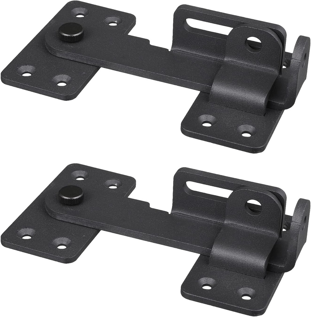 Flip Latch Lock,180°Design Heavy Duty Gate Latch with Padlock Hole,Safety Door Bolt Latch Lock Suitable for Wooden Fences,Barn Door Lock,Fence Gate,Shed Lock,Cabinet,Black (2 Pcs)