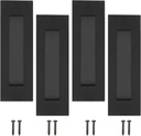 Cozy Tower Recessed Pocket Door Pull Hardware Flush Door Handles, Sliding Closet Door Pull, 6 Inch Matte Black Stainless Steel Finger Door Pulls Rectangular(4 Pack)