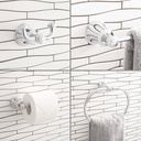 433324 Cooper Collection Bathroom Hardware Set with 7-5/8 Inch Tissue Roll Holder, 9-5/8 Inch Towel Ring, 25-1/2 Inch Towel Bar and 3-1/2 Inch Robe Hook