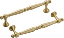 '-5 Pack Solid Brass Kitchen Cabinet Pulls, 5 Inch(128Mm) Brushed Gold Dresser Drawer Handles, Furniture Hardware for Cupboard Wardrobe Bifold Doors