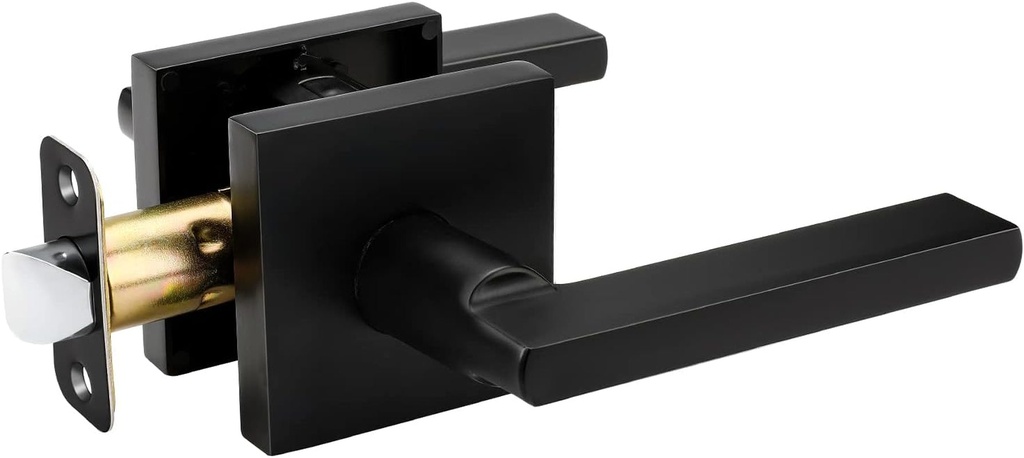 Goldenwarm Black Hall and Closet Door Handle, Matte Black Lever Passage Door Handle, Hallway Wave Lever Door Handles, Passage Door Hardware for Hallways, Closets and Laundry Rooms(1 Pack)