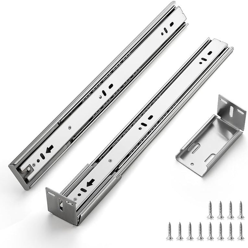 16 Inches Drawer Slides - 10 Pairs Soft Close Drawer Slides Heavy Duty Side Mount Ball Bearing Drawer Slides Brushed Nickel Drawer Rails with Mounting Brackets