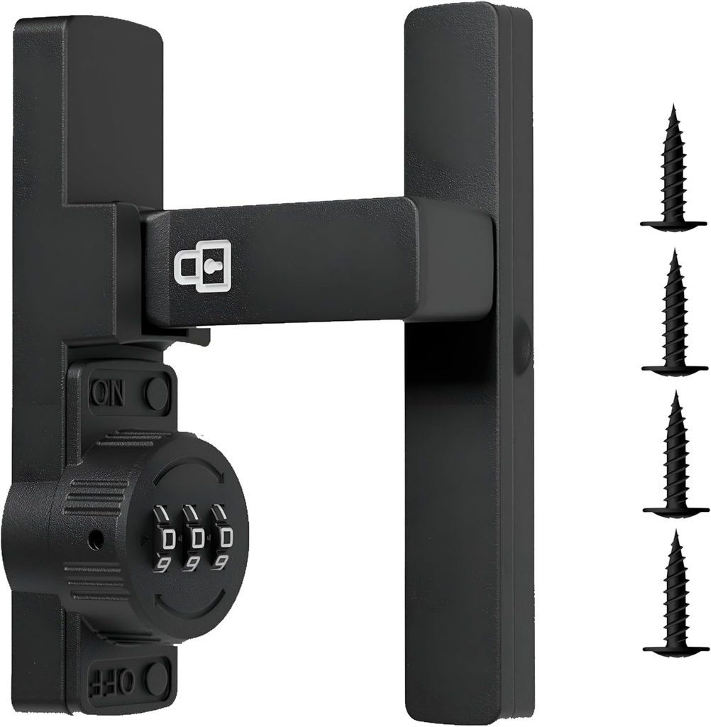 Barn Door Lock Latch – 90-Degree Barn Door 3-Digit Conbination Lock – Home Security Door Lock for Bathroom, Garage, Bedroom, Cabinet with Password Code – Durable Zinc Alloy Security Door Lock