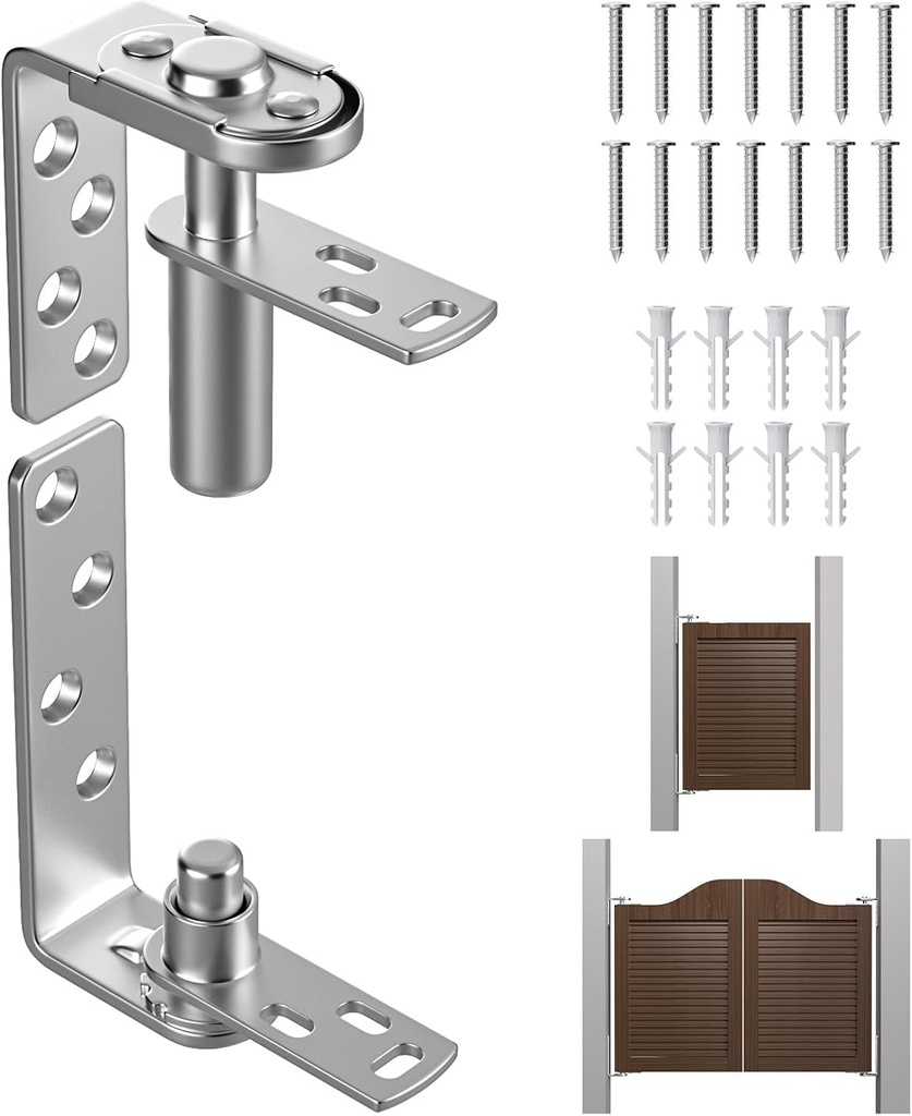 Haidms Saloon Door Hinges 1 Pack Stainless Steel Swinging Door Hinge, Double Swing Hinges, Cafe Door Hinges Heavy Duty for Swinging Door Saloon Doors Barn Gate Door Bar