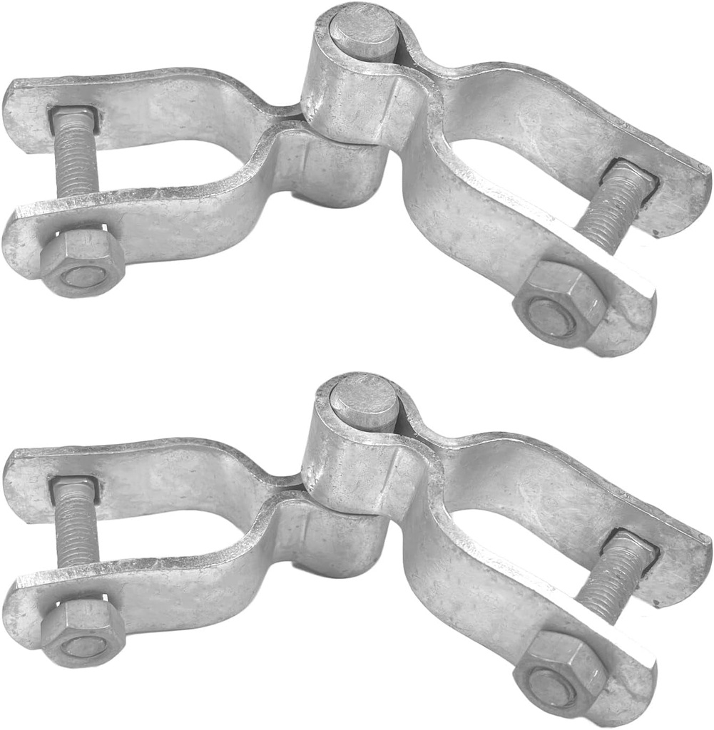 [Pack of 2] 1-5/8" X 1-5/8" Chain Link Fence Gate Post Hinge Kit, Galvanized Steel Heavy Duty Gate Hinges, Include 2 PCS Female Gate Frame Hinge, 2 PCS Male Gate Post Hinge, Bolts & Nuts Included