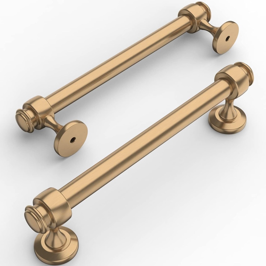 Amerdeco 10 Pack Champagne Bronze Cabinet Pulls 5 Inch Hole Centers, 6 Inch Length Handles for Kitchen Cabinet Hardware,Solid Cabinet Handles for Bathroom Drawer Handles IH0005…